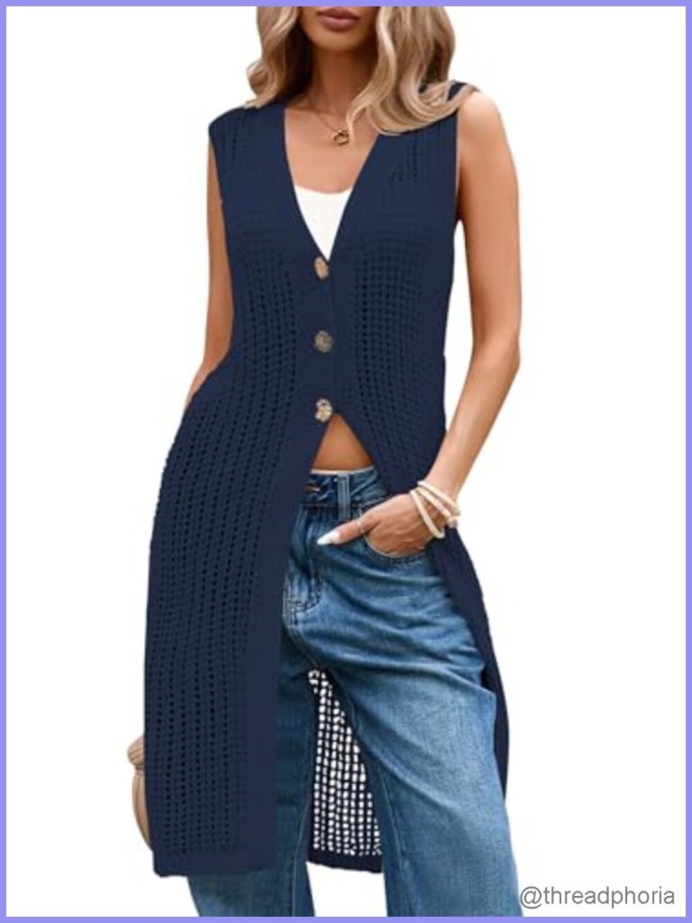 Sleeveless Crochet Cardigan Boho Long Duster Beach Cover Up